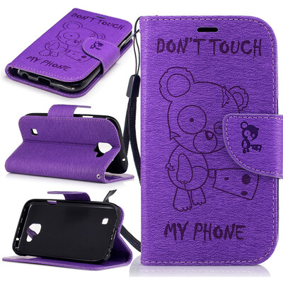 

Purple Bear Style Embossing Classic Flip Cover with Stand Function and Credit Card Slot for LG K3 2017