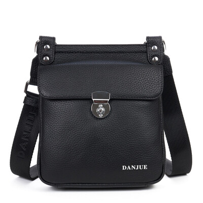 

DANJUE (DANJUE) the first layer of cowhide fashion men's leisure trend with a lock vertical section shoulder Messenger bag 8744-5 black