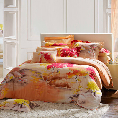 

LUOLAI cotton brushed print bed setbed kit duvet coverbed sheetpillowcase