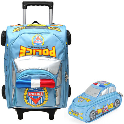 

Mobile baby (AUTOKIDS) primary school student drawbars bag 1 - 2 - 3 - 4 year boys 3D police car shoulders backpack reduction ridge pull pull pull bar luggage pencil bag ak1105