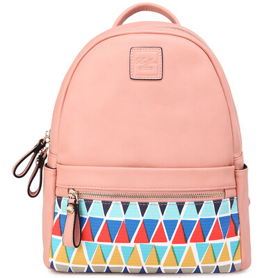 

Baifeng Baifeng backpack Baifeng Korean casual trend backpack female fashion PU geometric printing backpack college wind pink