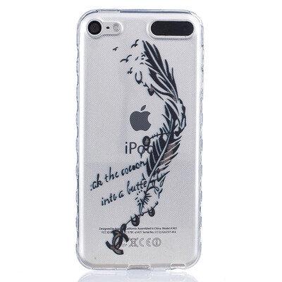

Black feathers Pattern Soft Thin TPU Rubber Silicone Gel Case Cover for iPod Touch 56