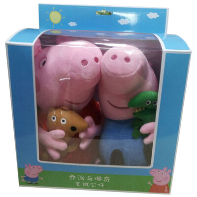 

Piggy Peppa Pig Genuine Pink Piglet Pepe Pig George 2 Pack Gift Box Plush Toys (Pepe 30cm + George 30cm