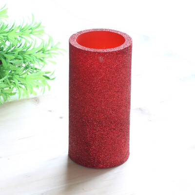 

DFL Led Pillar Candles with Timer Flickering Battery Operated Flameless Real Wax with Glitter Powder,Red,7.6X15.2 cm