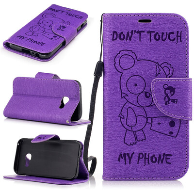 

130/5000 Фиолетовый медведь выбитый PU кожаный бумажник чехол Классический откидная крышка с подставкой Функция и слот кредитной к