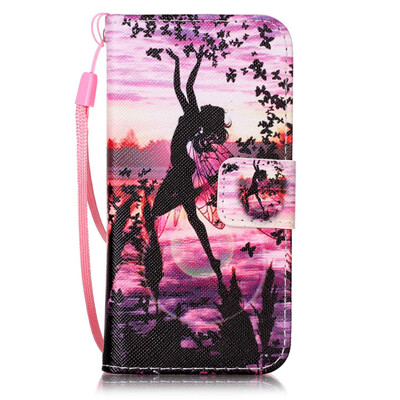 

Butterfly Girl Design PU Leather Flip Cover Wallet Card Holder Case for IPHONE 5