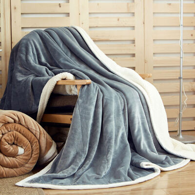 

Jiuzhou deer blankets home textiles autumn and winter thick shellfish blankets plus cashmere leisure blankets knitted casual office blankets shellfish quilted quilted clothing blanket gray 150 * 200cm