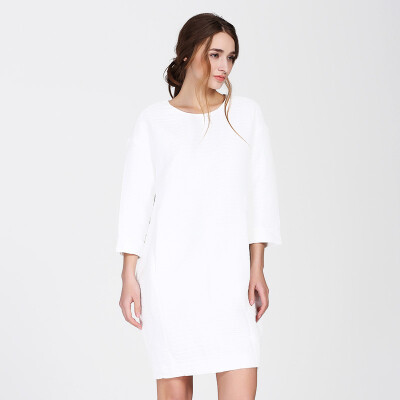 

UR Women&39s loose long-sleeved wild solid color dress WG04S7CN0001 white line