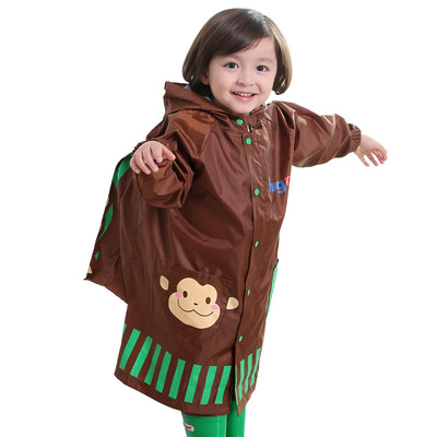 

hugmii children raincoat breathable windproof student poncho boy boy girl with book bag monkey