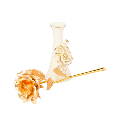 

Eiskey Gold Rose Rose Gold Rose День Святого Валентина Подарок Подарочный подарок Позолоченная розовая подружка Подарочный подарок на день рождения Подарочная коробка с полной броней + керамическая ваза