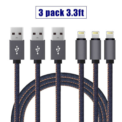 

Lightning USB Cable Denim Charging Cord 1m 3pcs