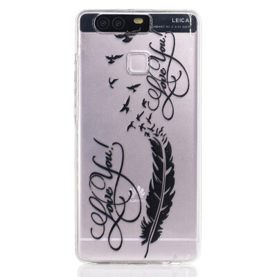 

LOVE Feathers Pattern Soft Thin TPU Rubber Silicone Gel Case Cover for HUAWEI P9