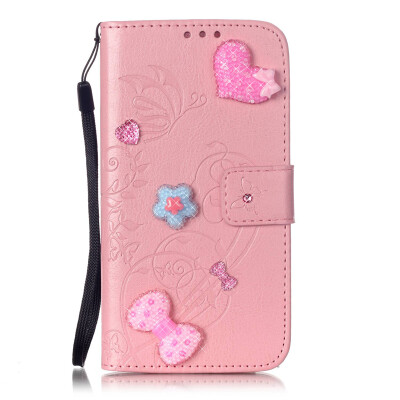 

Pink Flower Design PU Leather Flip Cover Wallet Card Holder Case for SAMSUNG S6EDGE PLUS