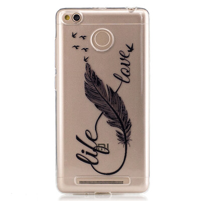 

8 Words feathers Dress girl Pattern Soft Thin TPU Rubber Silicone Gel Case Cover for XiaoMi Red Mi 3S