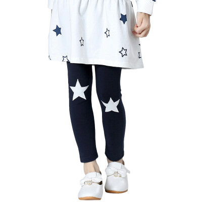 

Xin Song children's leggings girls pants in the big children's trousers Korean tight-fitting sports casual elastic pants possession blue J048B2 110