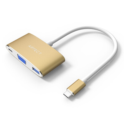 

AIFFECT XPV13A1-G02 Type-C to USB3.0 + VGA HD Converter Line Adapter Adapter for Apple Macbook to expand HUB