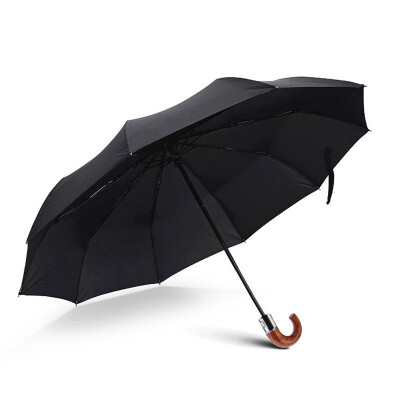 

MEIDU Umbrella 10 bones three-fold automatic sunny umbrella wooden hook men business