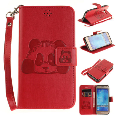 

Red Panda Style Embossing Classic Flip Cover with Stand Function and Credit Card Slot for SAMSUNG GALAXY J5