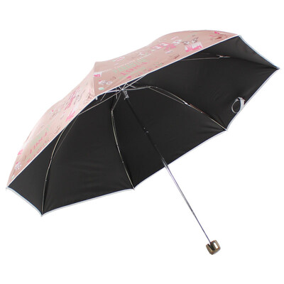 

【Jingdong Supermarket】 Paradise Umbrella School Girl Vinyl Silk Screen Three fold ultra-light Mushroom princess sunny umbrella sun umbrella purple 30134ELCJ
