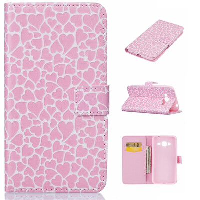 

Lovely Heart Design PU Leather Flip Cover Wallet Card Holder Case for SAMSUNG GALAXY J3 J310