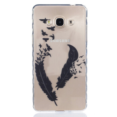

Two feathers Pattern Soft Thin TPU Rubber Silicone Gel Case Cover for SAMSUNG GALAXY J3 Pro