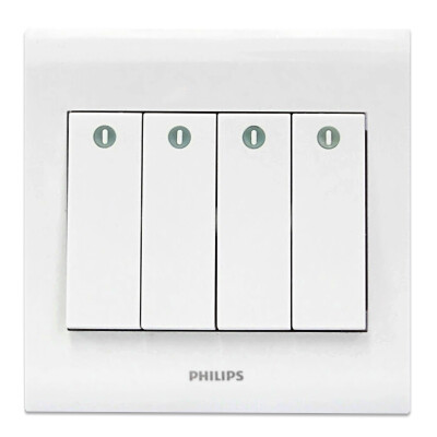 

Philips (PHILIPS) switch socket panel four open dual control switch four open dual power supply wall switch panel 86 type P3 ivory white