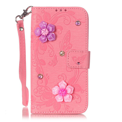 

Pink Butterfly PU Leather Flip Cover Wallet Card Holder Case for SAMSUNG S7EDGE