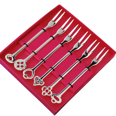

Yi Jie fork 304 stainless steel fruit fork fork meat fork small cute cake fork 6 loaded 9586