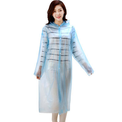 

Tattoo (TUYUE) outdoor raincoat hiking puppet adult raincoat translucent matte fashionable raincoat thicker non-disposable raincoat male lady long hat with blue
