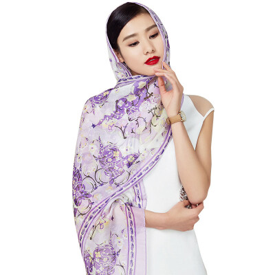 

Everything wensli silk silk silk scarf long cloak beach towel lavender gift box long towel Du Weili garden