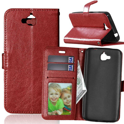

Brown Style Classic Flip Cover with Stand Function and Credit Card Slot for HUAWEI Y6 Pro/Enjoy 5