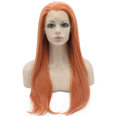 

Long Straight Rose Gold Blonde Natural Synthetic Lace Front Wig