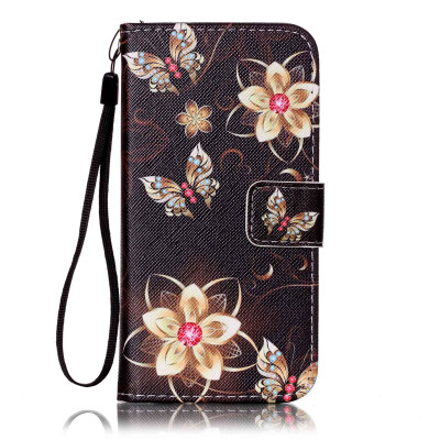 

Gold Butterfly Flower Design PU Leather Flip Cover Wallet Card Holder Case for IPHONE 6