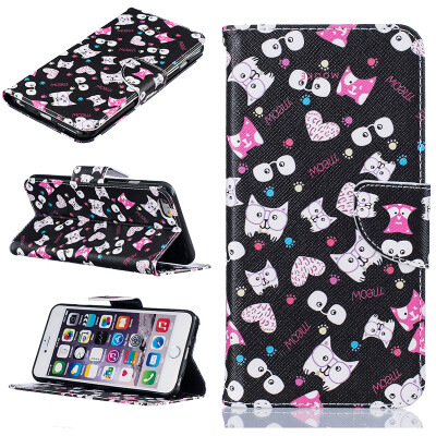 

Black cat Design PU Leather Flip Cover Wallet Card Holder Case for IPHONE 6 PLUS6S PLUS