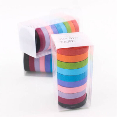 

10 х Красочные конфеты Маскировка ленты набор мини-Коробка цвета 8MM Washi Декор Липкие