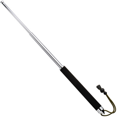 

Outdoor story rejection stick fine steel quenching thickening plus hard three sections telescopic stick anti-wolf body stick security sticks body anti-body weapons car escape escape window sponge handle 26 inch black