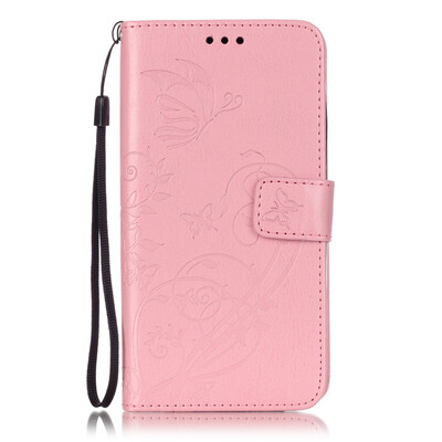 

Pink Flower Design PU Leather Flip Cover Wallet Card Holder Case for HUAWEI G8