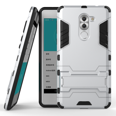 

Silver Slim Robot Armor Kickstand Shockproof Hard Rugged Rubber Back Case For HUAWEI Honor 6X