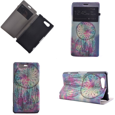 

Pink Dreamcatcher Design PU Leather Flip Cover Wallet Card Holder Case for Sony Xperia Z4 mini