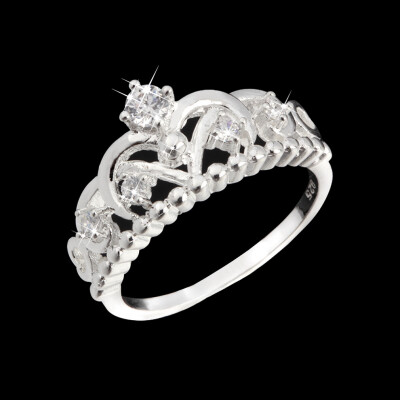 

New Fashion Pretty Women Girl Crown Lady Crystal Finger Ring Jewelry