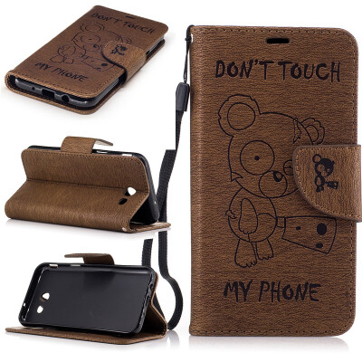 

Coffe Bear Embossed PU Leather Wallet Case Classic Flip Cover with Stand Function and Credit Card Slot for SAMSUNG Galaxy J3 2017