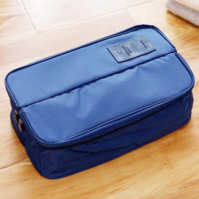 

OuRunzhe Portable Bag Double open Cosmetic travel underwear storage blue 3017115cm