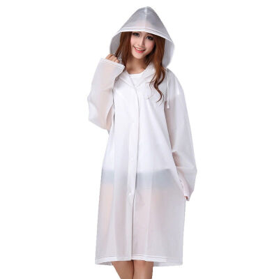 

Bancaini outdoor fashion EVA translucent scrub sense of adult raincoats poncho men long section with cap non-disposable raincoat translucent white