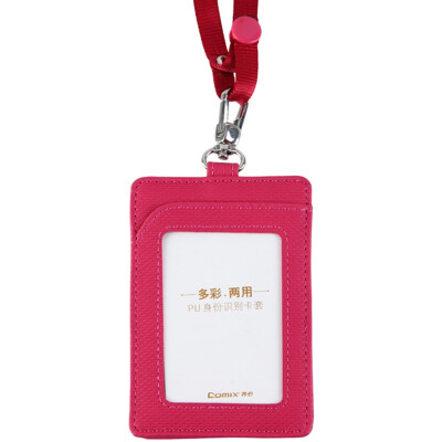 

Comix A7928 colorful vertical dual-use PU identification card sets work card card card rose red