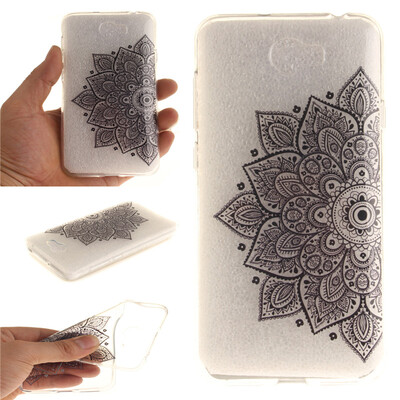 

Black half flower Pattern Soft Thin TPU Rubber Silicone Gel Case Cover for Huawei Y5 II
