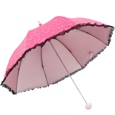 

【Jingdong Supermarket】 Paradise umbrella high-density polyester silver rubber silk printed black lace edge three fold mushroom sunny umbrella umbrella blue 36038E