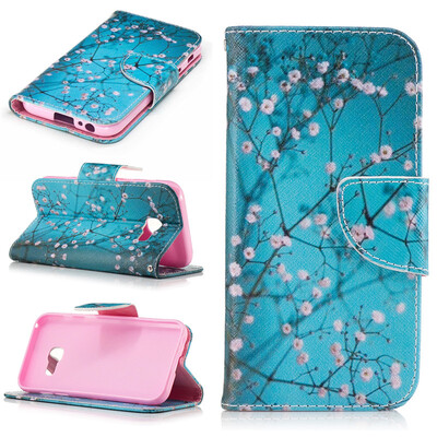 

Plum blossom Design PU Leather Flip Cover Wallet Card Holder Case for Samsung Galaxy A3 2017