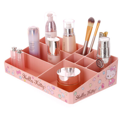 

【Jingdong supermarket】 HELLO KITTY jeweled series of cosmetics storage box desktop storage box real color pink plane KT1221