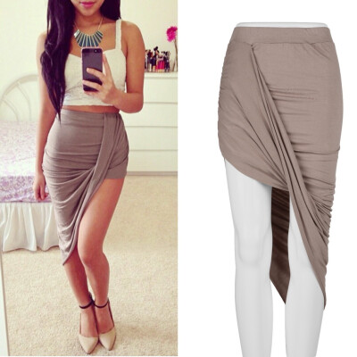 

Draped Asymmetrical High Waisted Stretch Bodycon Low Mini Maxi Skirts New