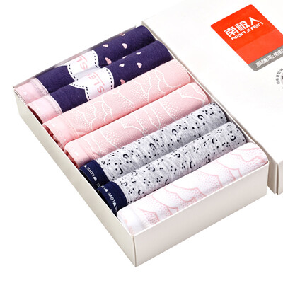 

Antarctic (Nanjiren) ladies underwear sweet retro ancient triangle underwear sexy low waist breathable comfortable printing candy color women's 7 gift box L
